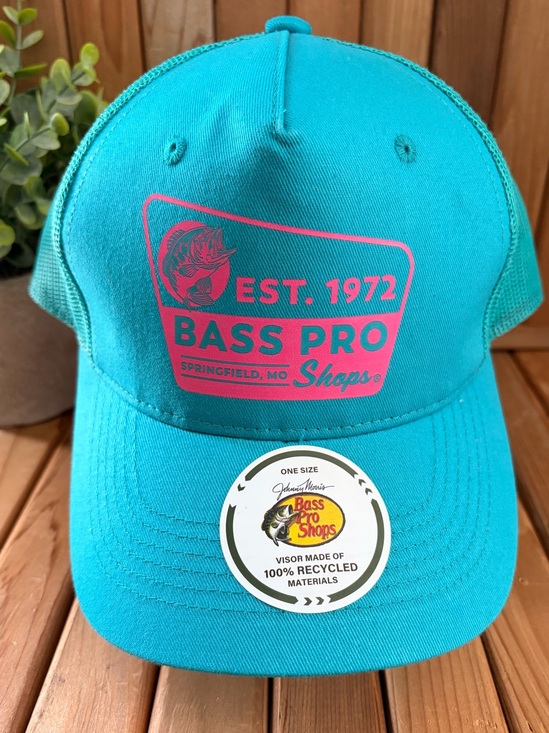 Bass Pro Shops Other - Bass Pro Shops Teal Trucker Hat Snapback Mesh Cap with Retro Pink Logo NWT